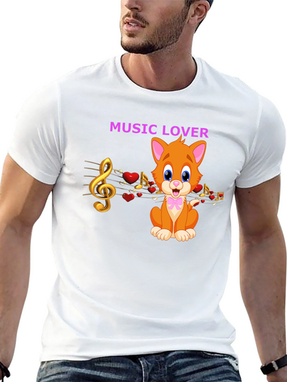 Music Lover Cat Graphic Tee
