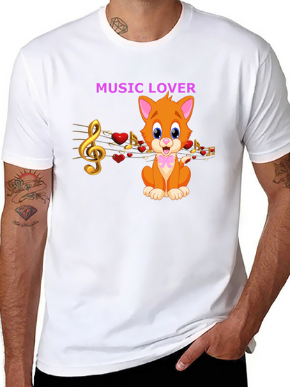 Music Lover Cat Graphic Tee