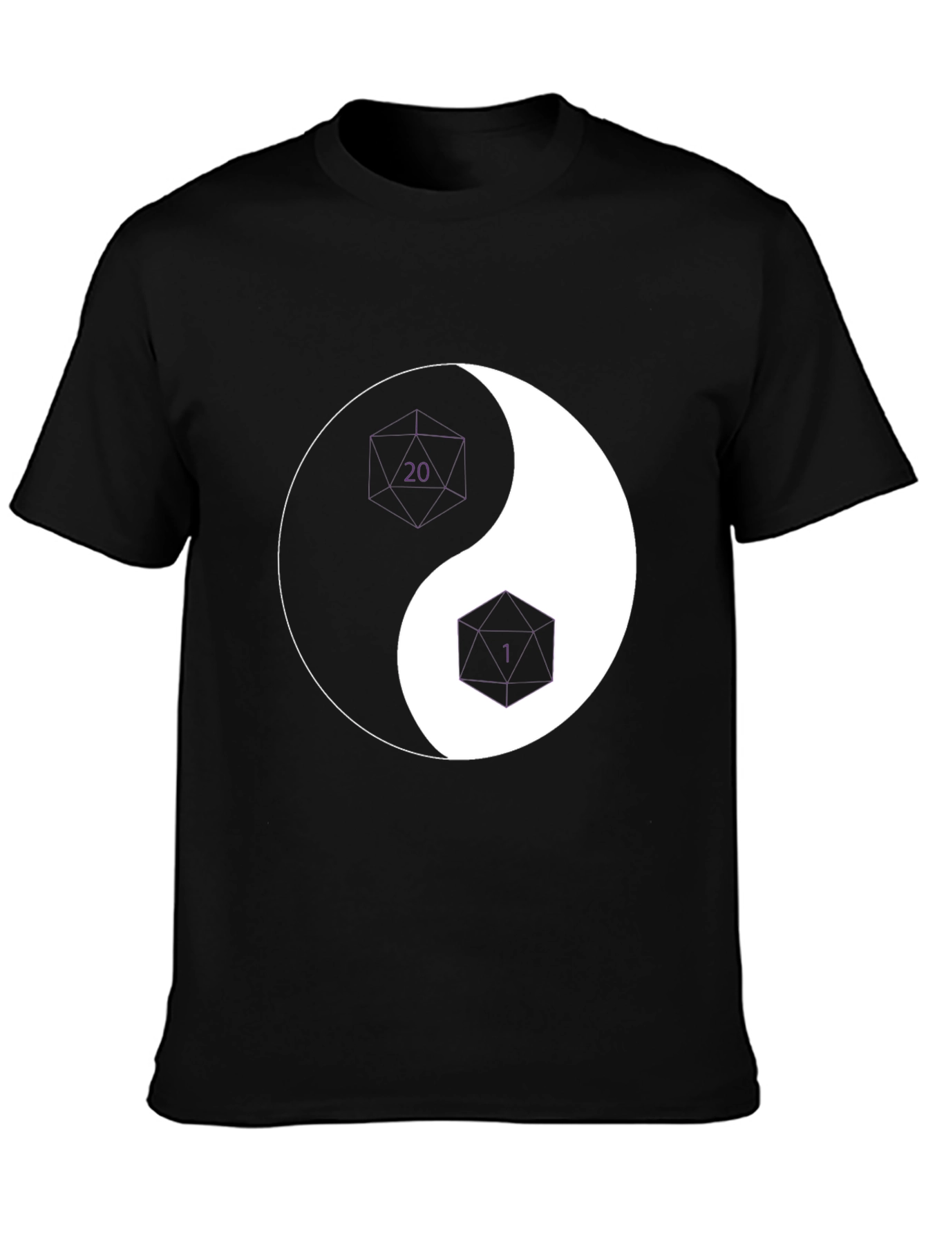 Yin Yang D20 & D6 Dice T-Shirt - Black