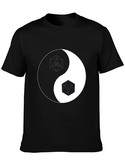 Yin Yang D20 & D6 Dice T-Shirt - Black