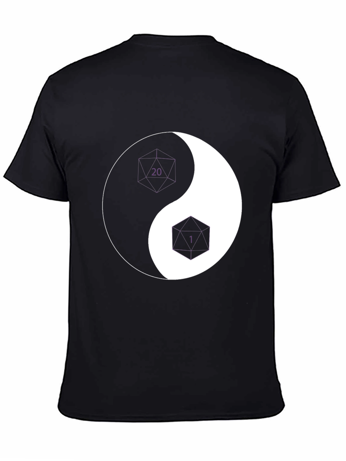 Yin Yang D20 & D6 Dice T-Shirt - Black