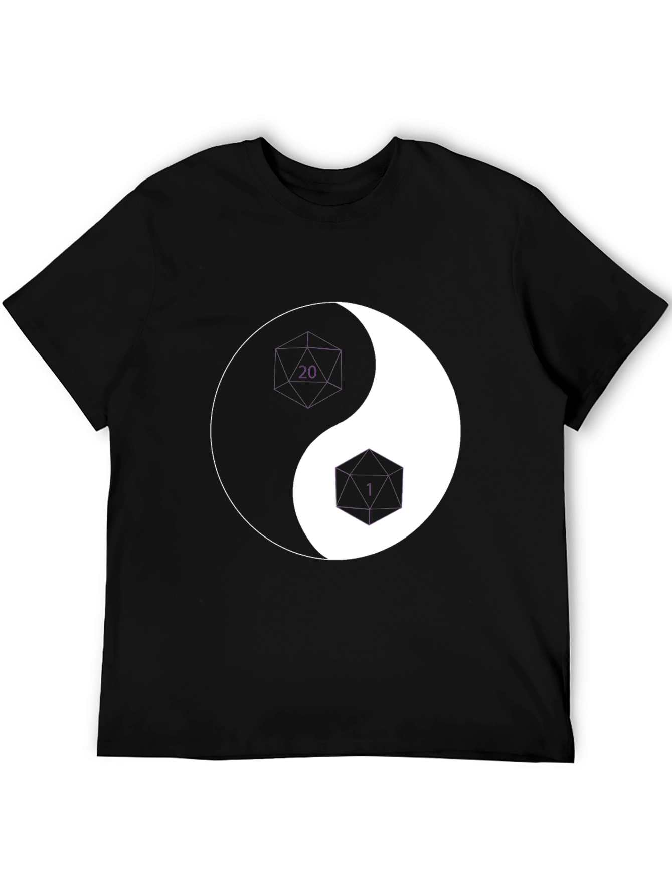 Yin Yang D20 & D6 Dice T-Shirt - Black