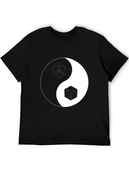 Yin Yang D20 & D6 Dice T-Shirt - Black