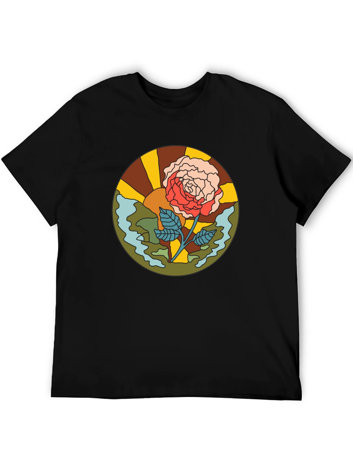 Retro Rose Graphic T-Shirt - Black