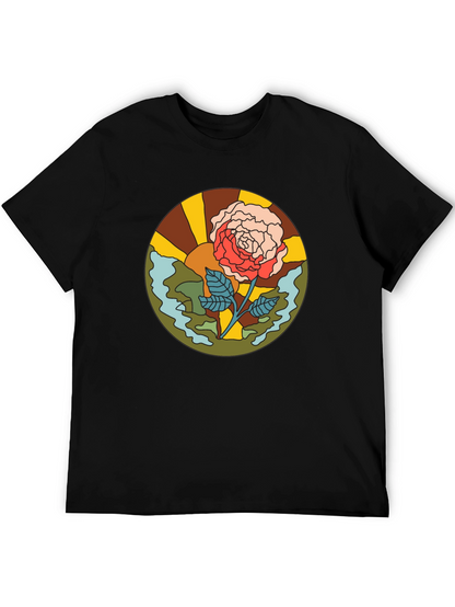 Retro Rose Graphic T-Shirt - Black