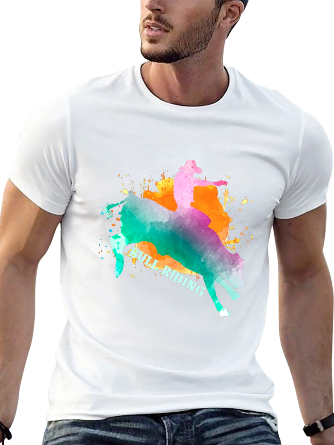 Bull Riding Graphic T-Shirt - Cowboy Rodeo Tee