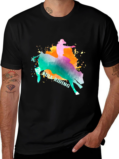 Bull Riding Graphic T-Shirt - Cowboy Rodeo Tee