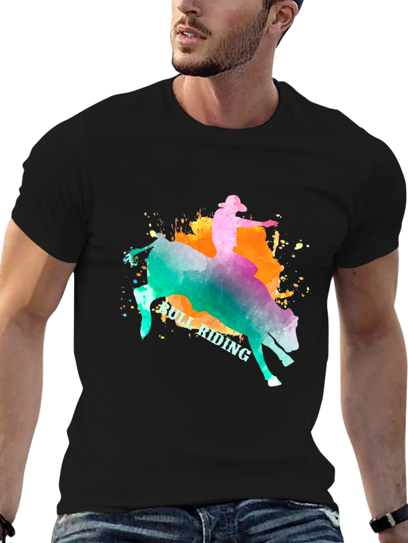Bull Riding Graphic T-Shirt - Cowboy Rodeo Tee