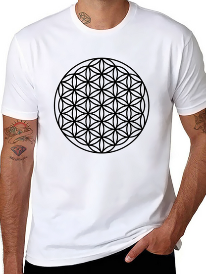 Flower of Life Black Graphic Tee - Geometric Design