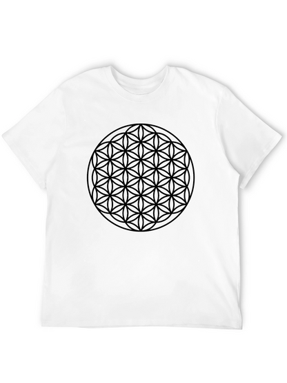 Flower of Life Black Graphic Tee - Geometric Design