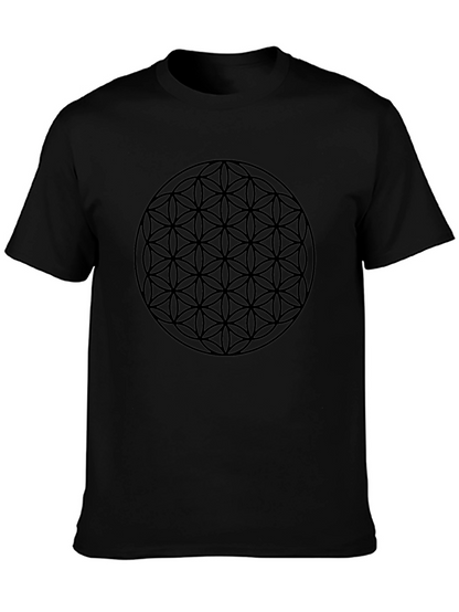 Flower of Life Black Graphic Tee - Geometric Design