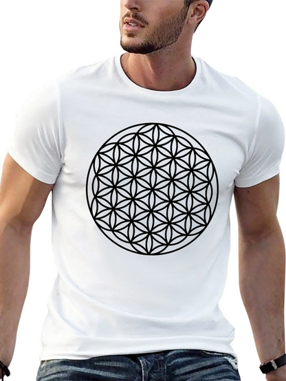 Flower of Life Black Graphic Tee - Geometric Design