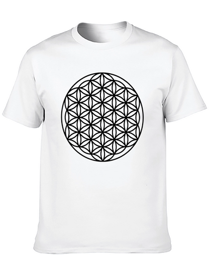 Flower of Life Black Graphic Tee - Geometric Design