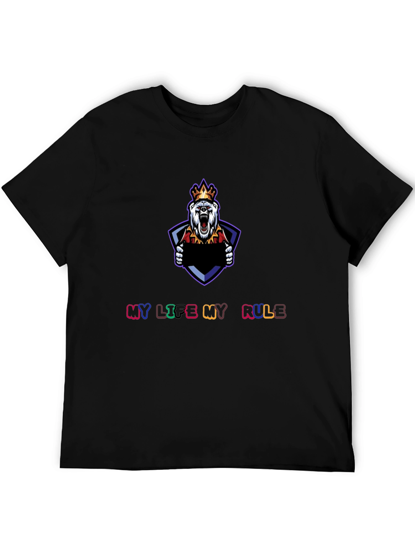 My Life My Rule Black Graphic T-Shirt