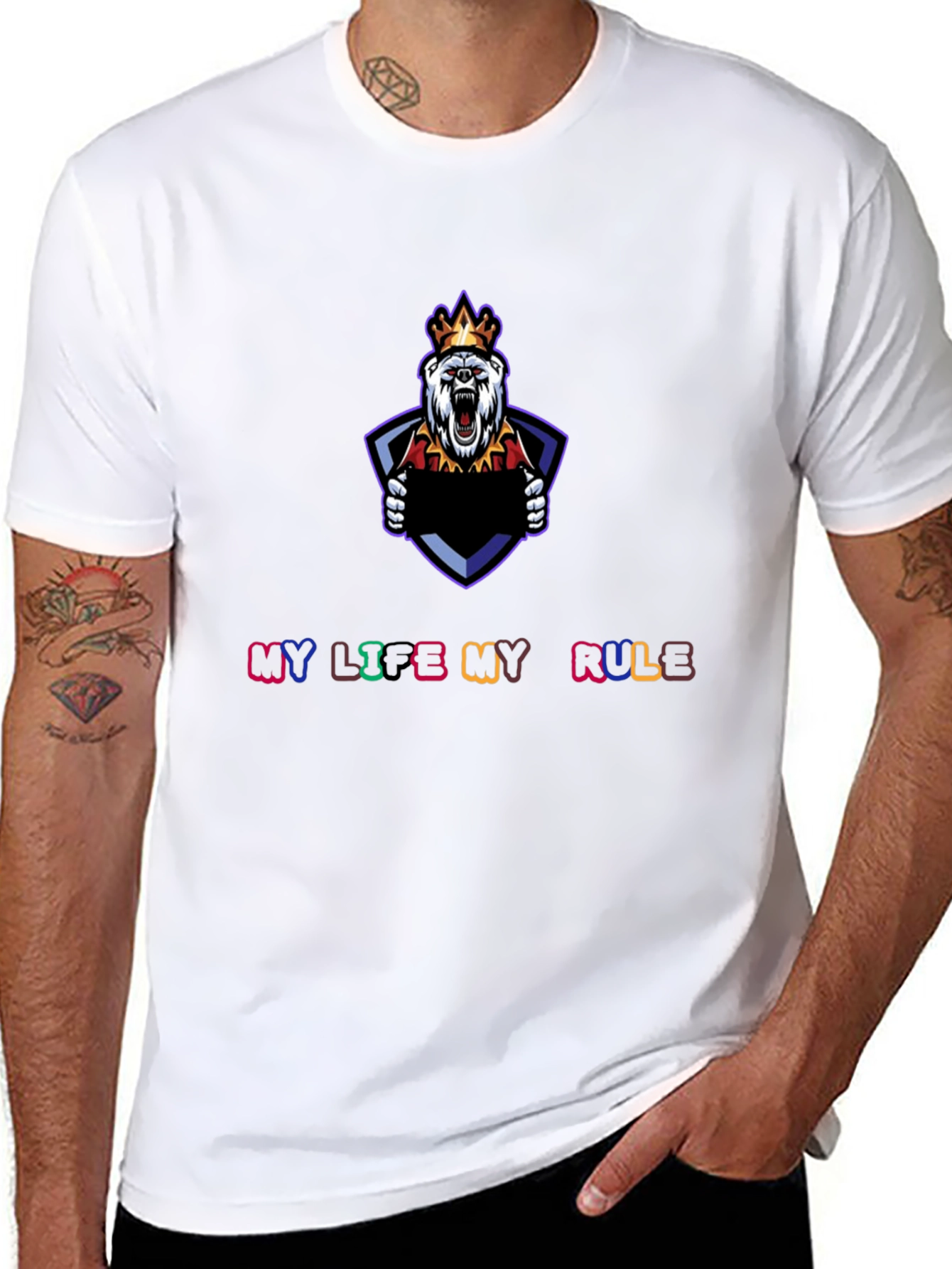My Life My Rule Black Graphic T-Shirt