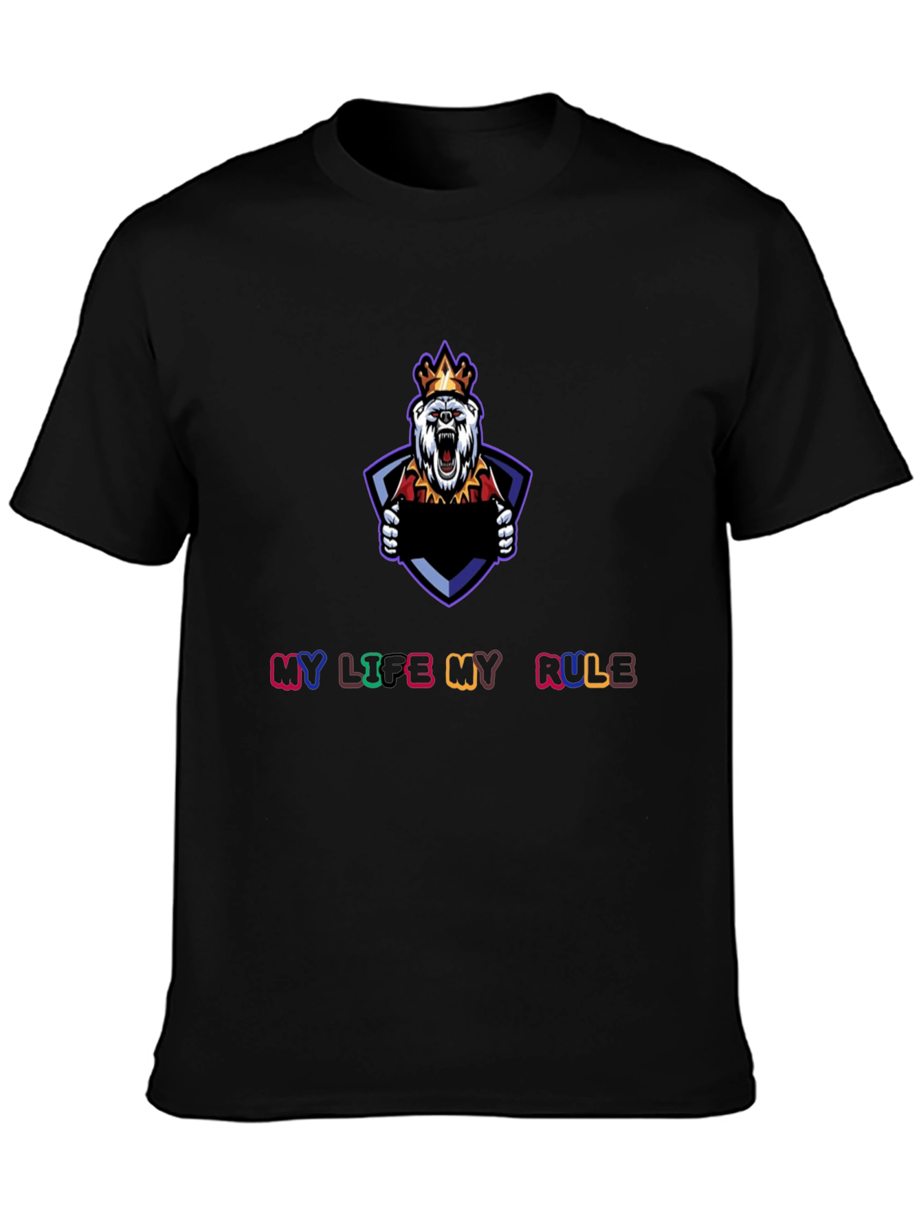 My Life My Rule Black Graphic T-Shirt