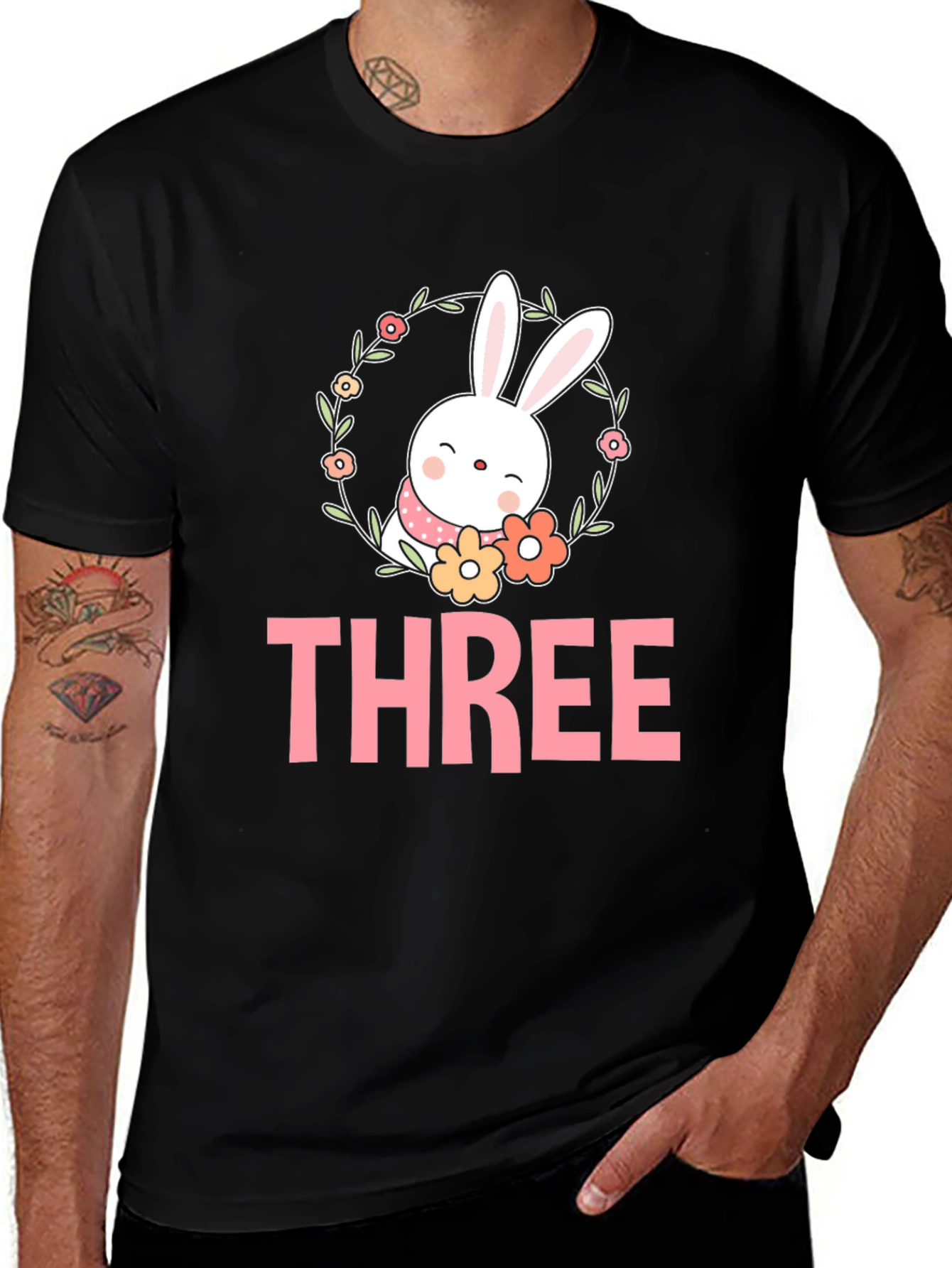 Cute Easter Bunny Three 3rd Birthday T-Shirt