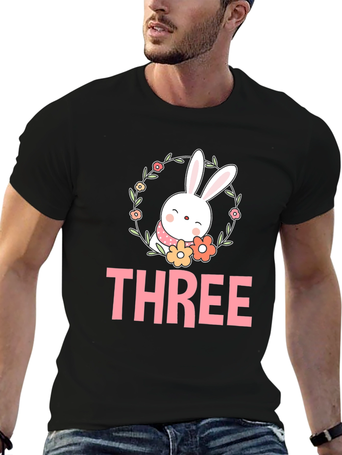 Cute Easter Bunny Three 3rd Birthday T-Shirt