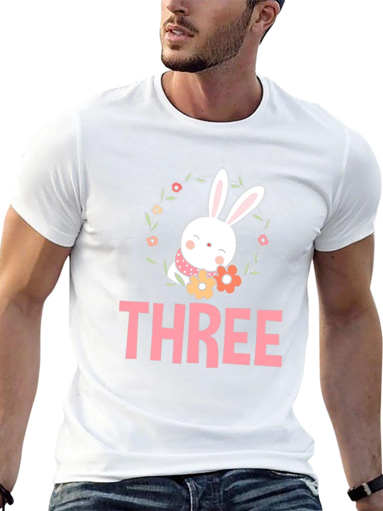 Cute Easter Bunny Three 3rd Birthday T-Shirt