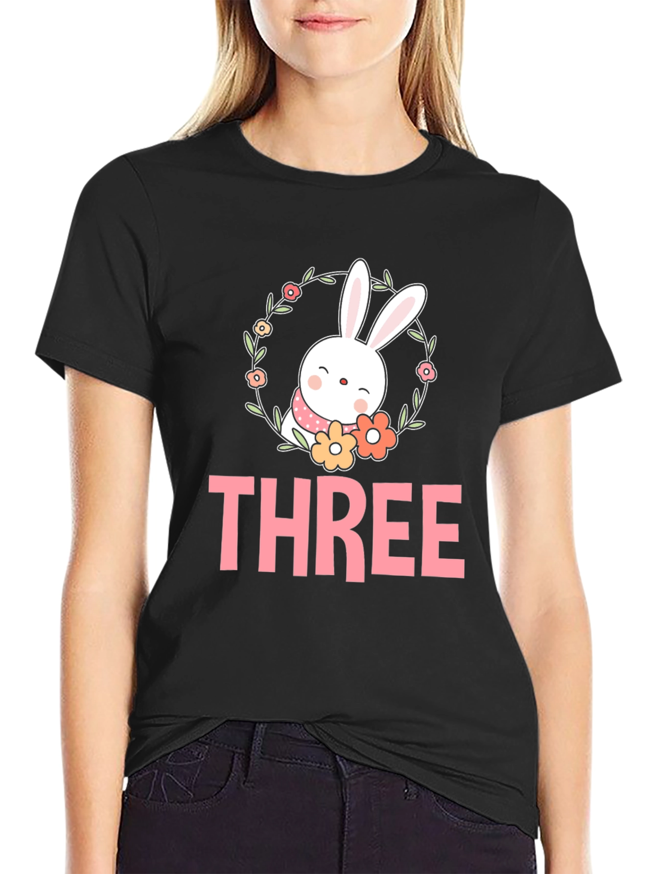 Cute Easter Bunny Three 3rd Birthday T-Shirt