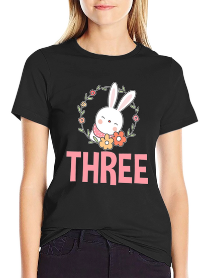 Cute Easter Bunny Three 3rd Birthday T-Shirt