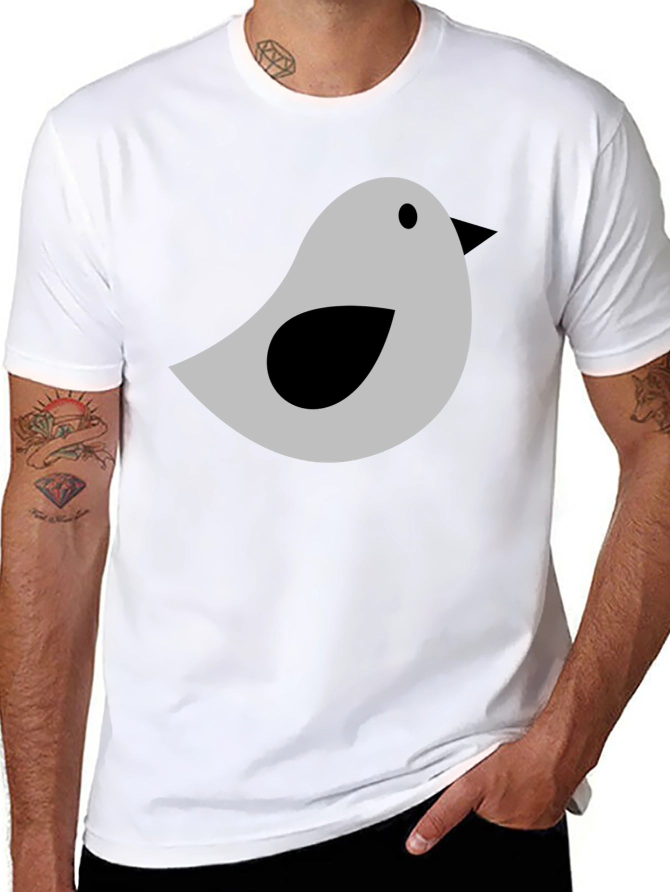 Bird Graphic Tee - Soft Cotton Blend Casual T-Shirt
