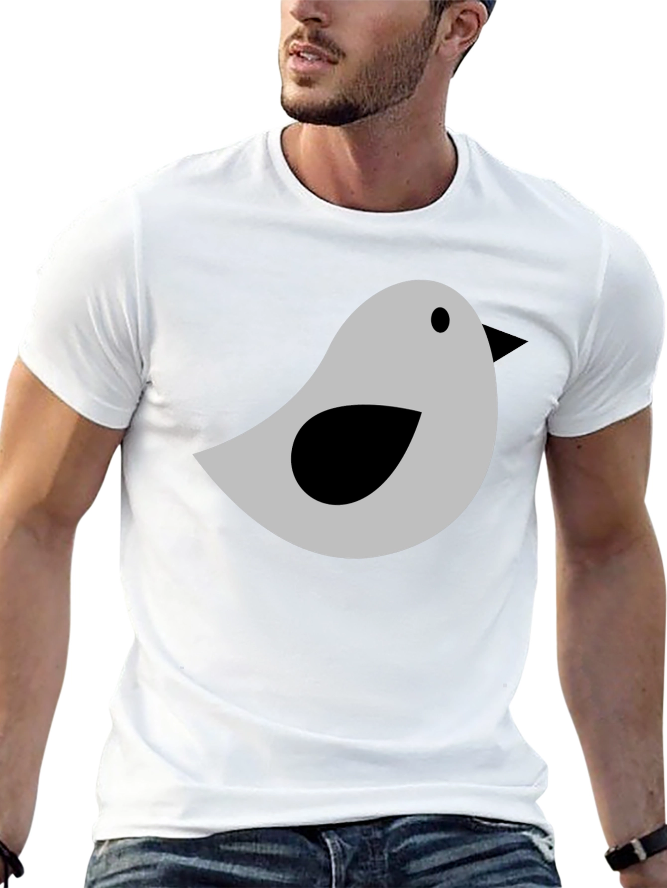 Bird Graphic Tee - Soft Cotton Blend Casual T-Shirt