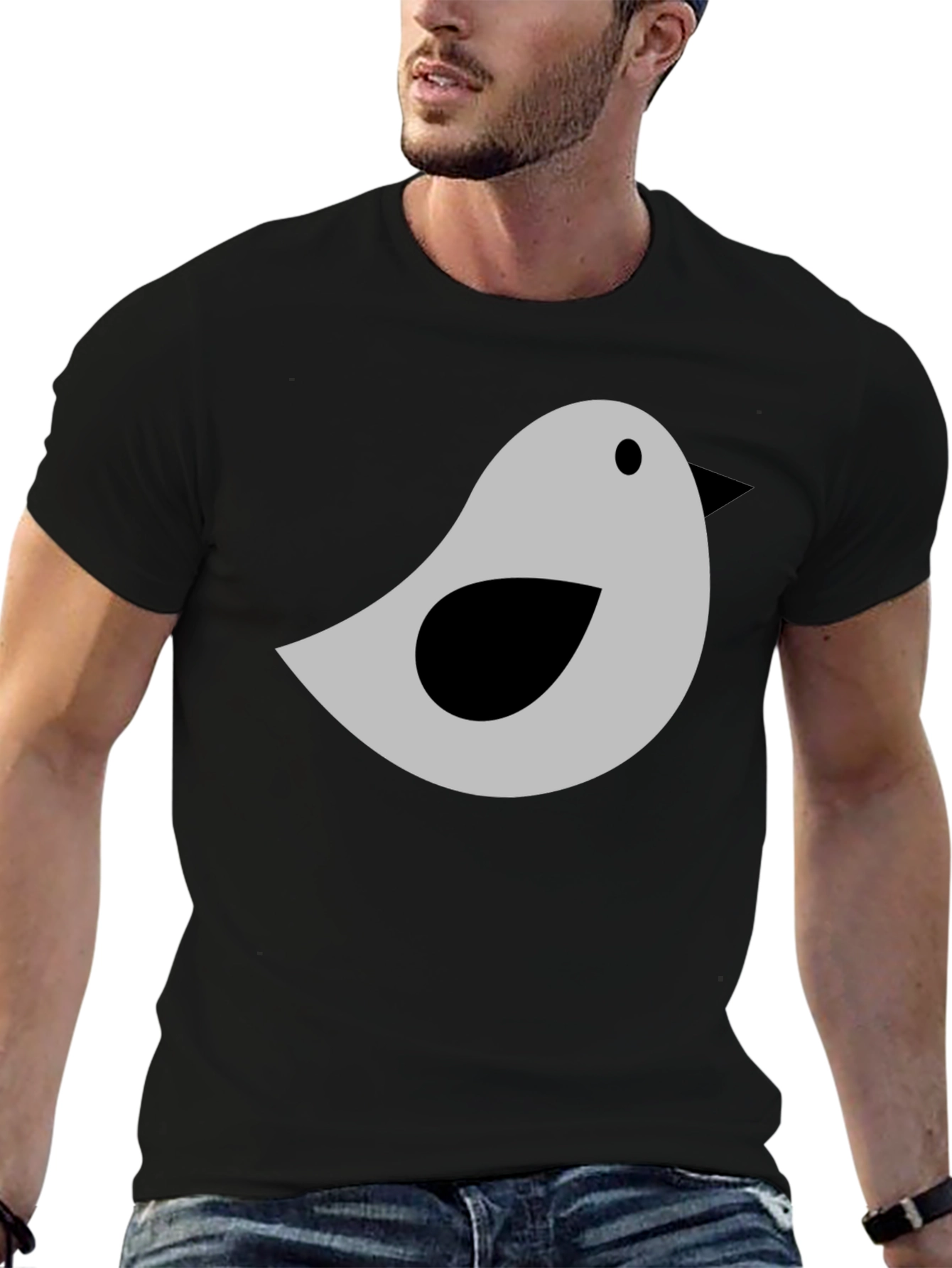 Bird Graphic Tee - Soft Cotton Blend Casual T-Shirt