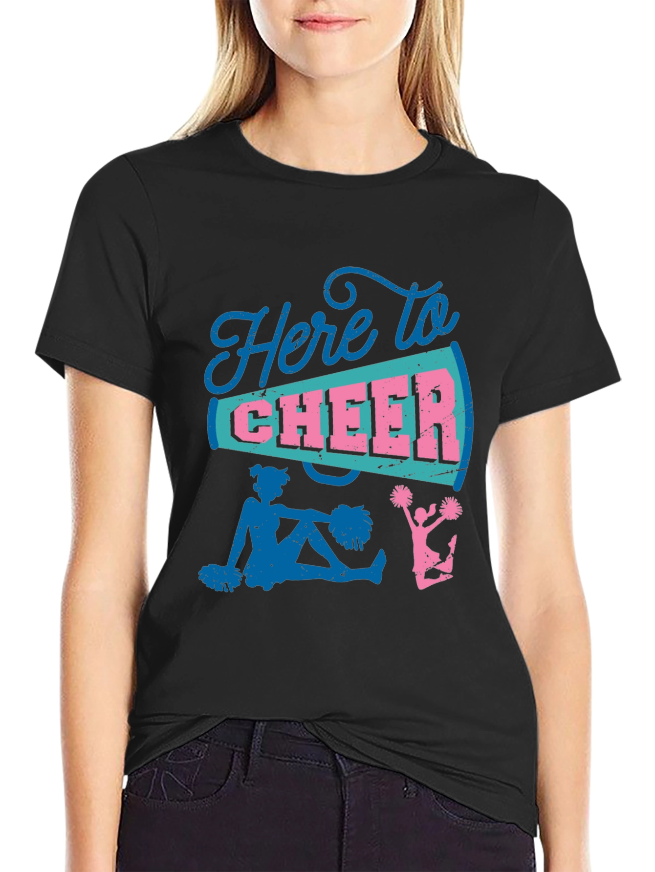 Here to Cheer T-Shirt - Cheerleader Design