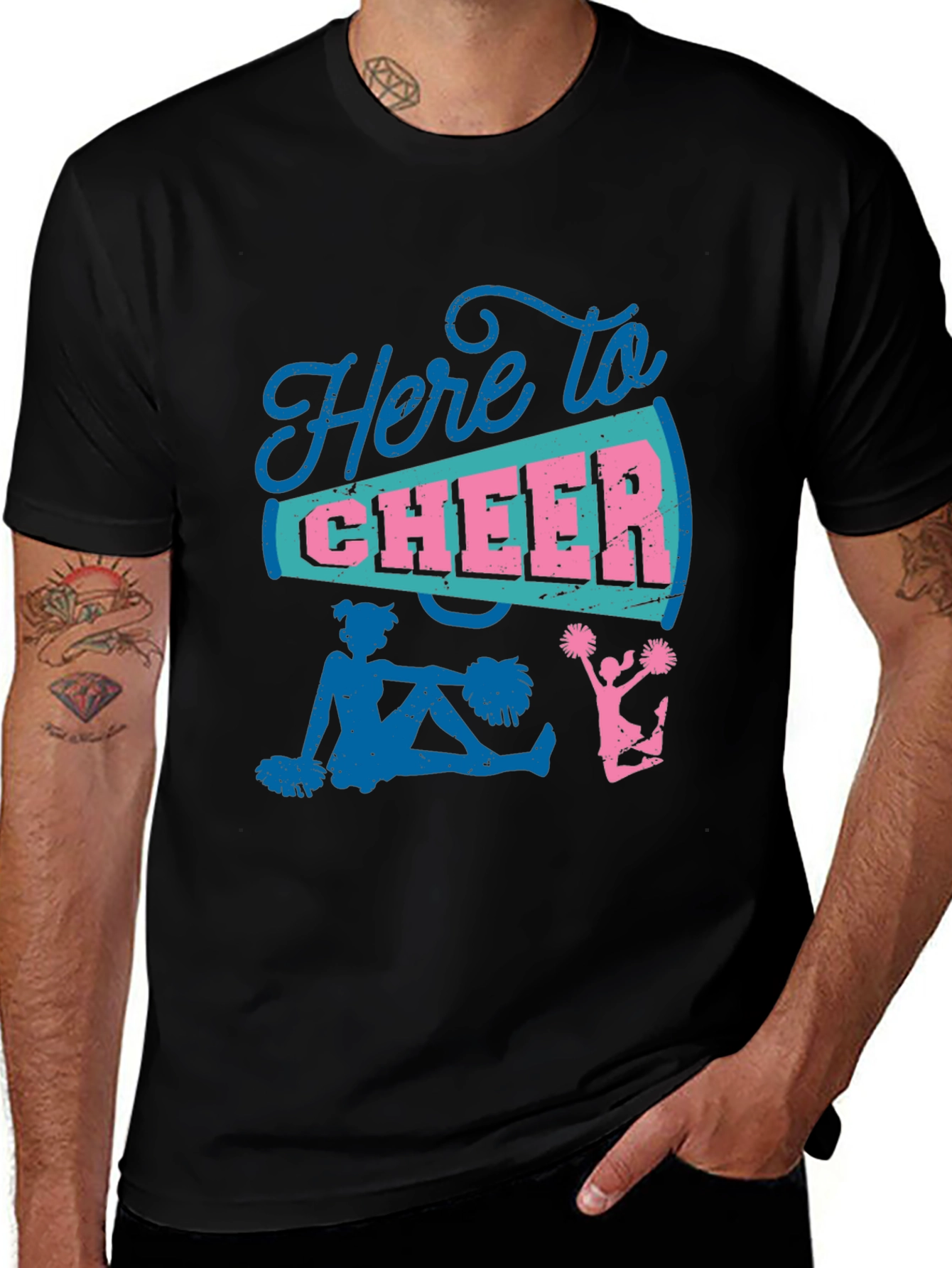 Here to Cheer T-Shirt - Cheerleader Design