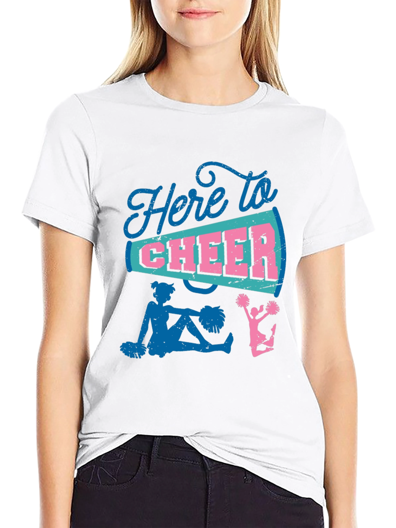 Here to Cheer T-Shirt - Cheerleader Design