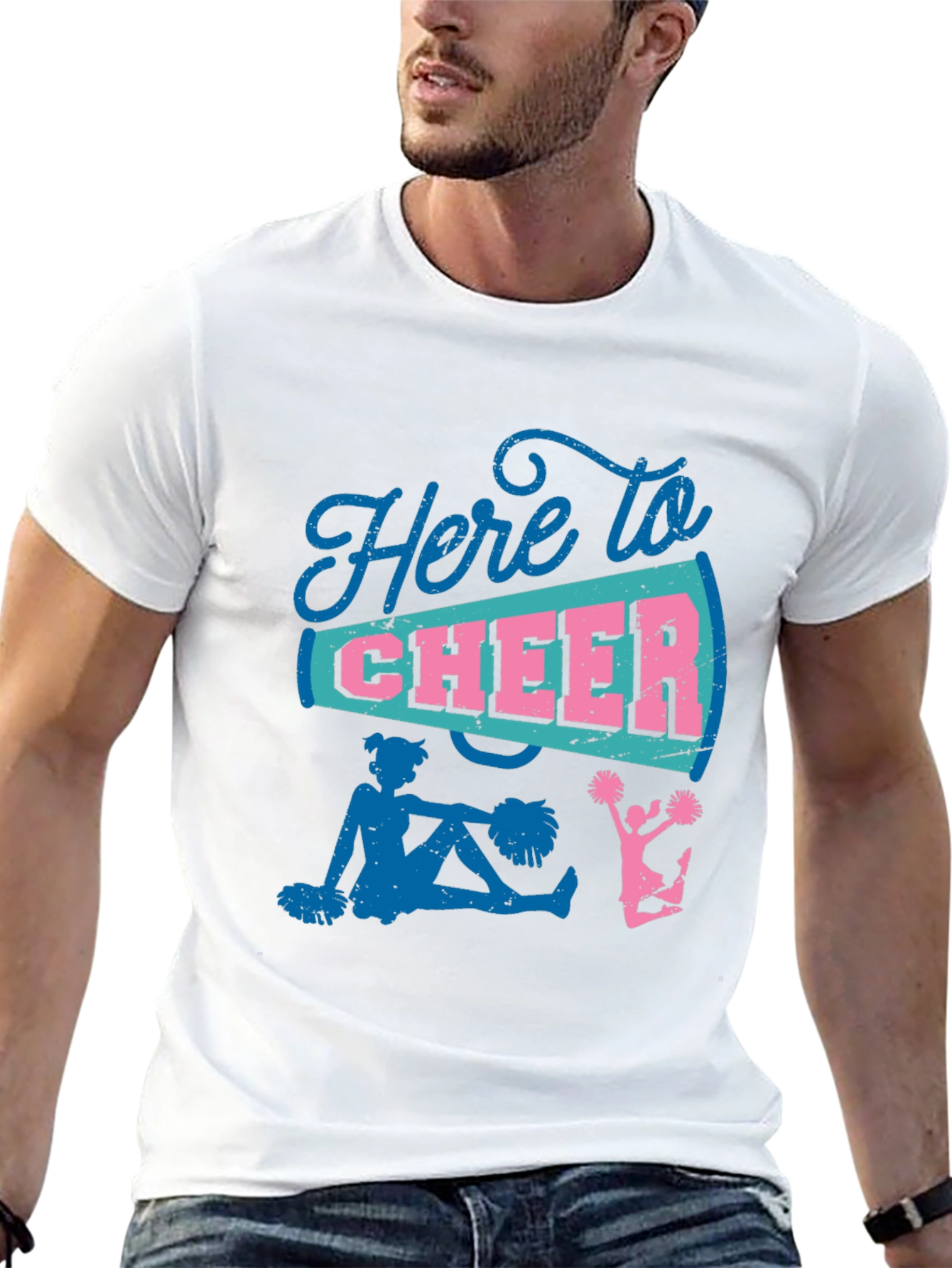 Here to Cheer T-Shirt - Cheerleader Design
