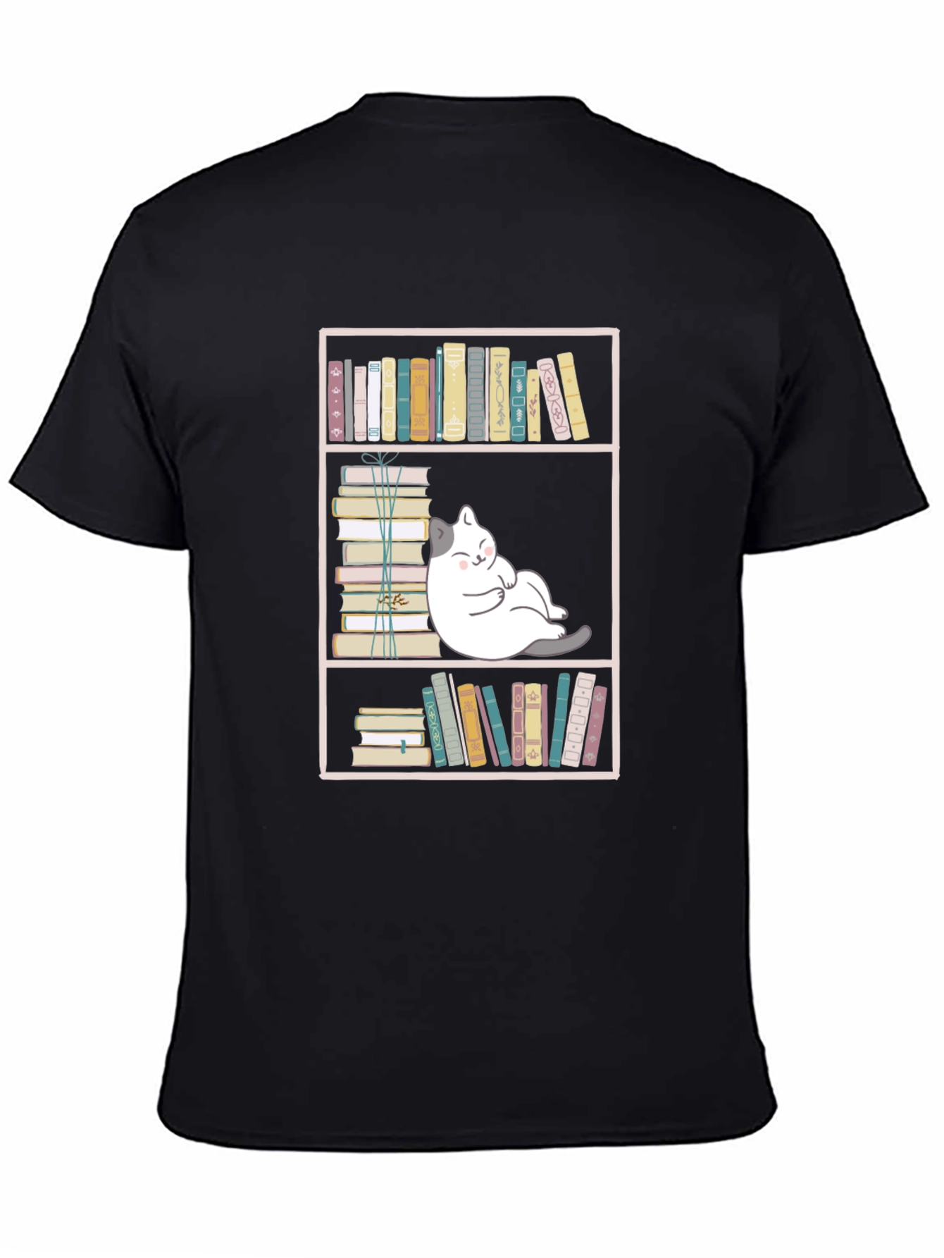 Bookish Cat Graphic Tee - Unisex Black T-Shirt