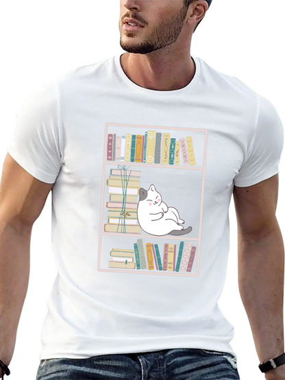 Bookish Cat Graphic Tee - Unisex Black T-Shirt