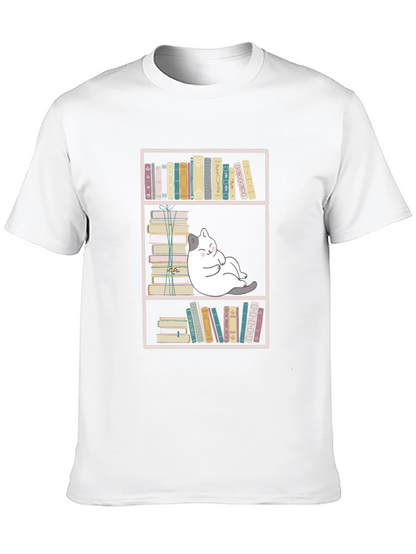 Bookish Cat Graphic Tee - Unisex Black T-Shirt