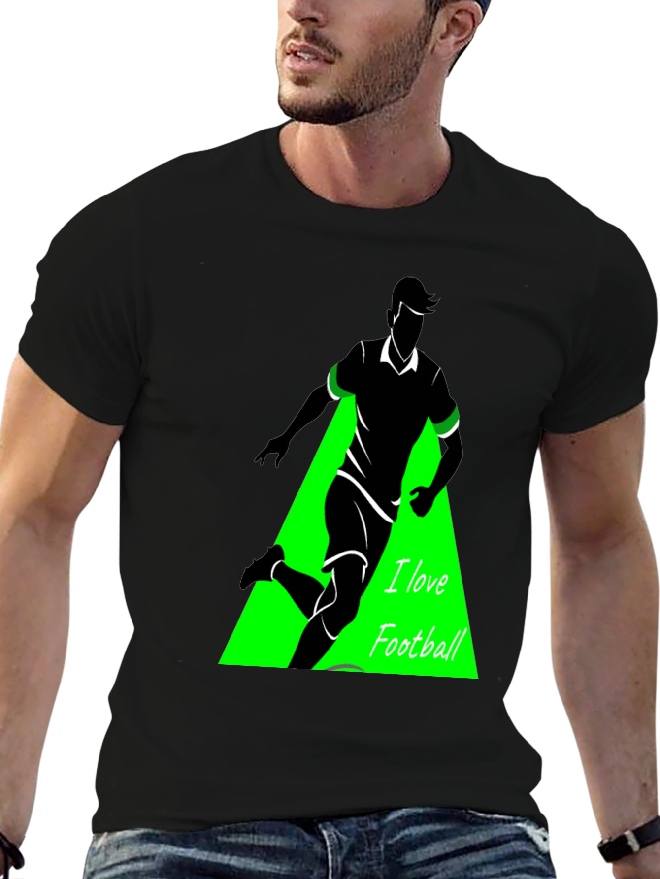 I Love Football Graphic Tee - Black