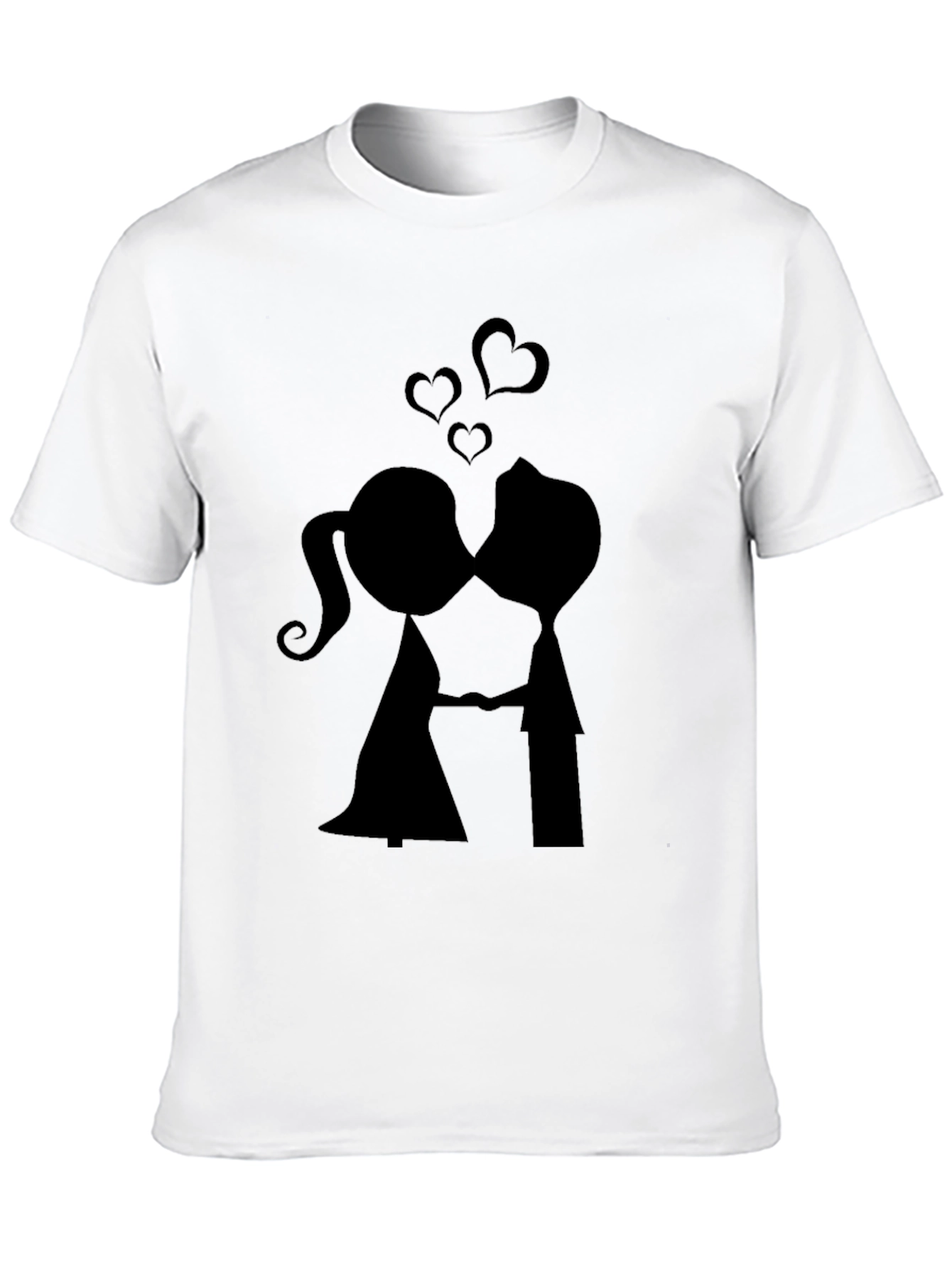 Kissing Couple Black Graphic Tee - Romantic Design