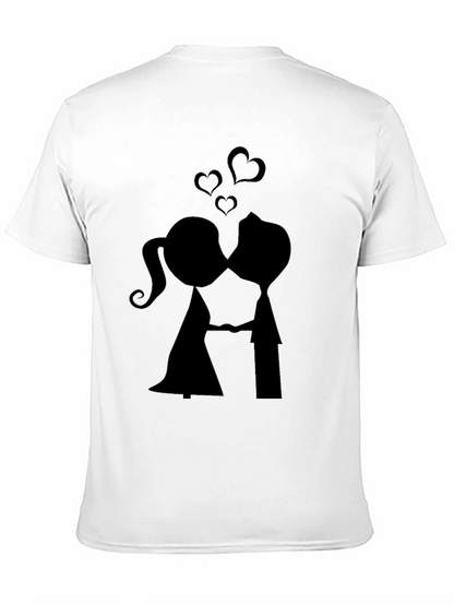 Kissing Couple Black Graphic Tee - Romantic Design