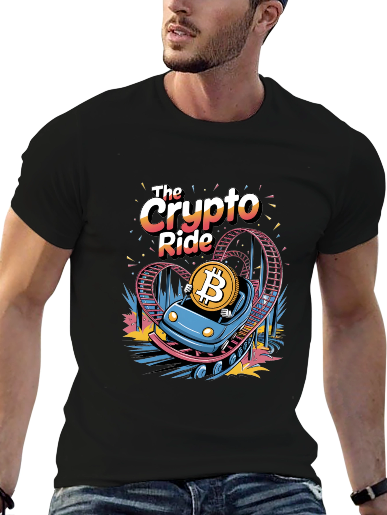 Crypto Ride T-Shirt: Bitcoin Rollercoaster Design