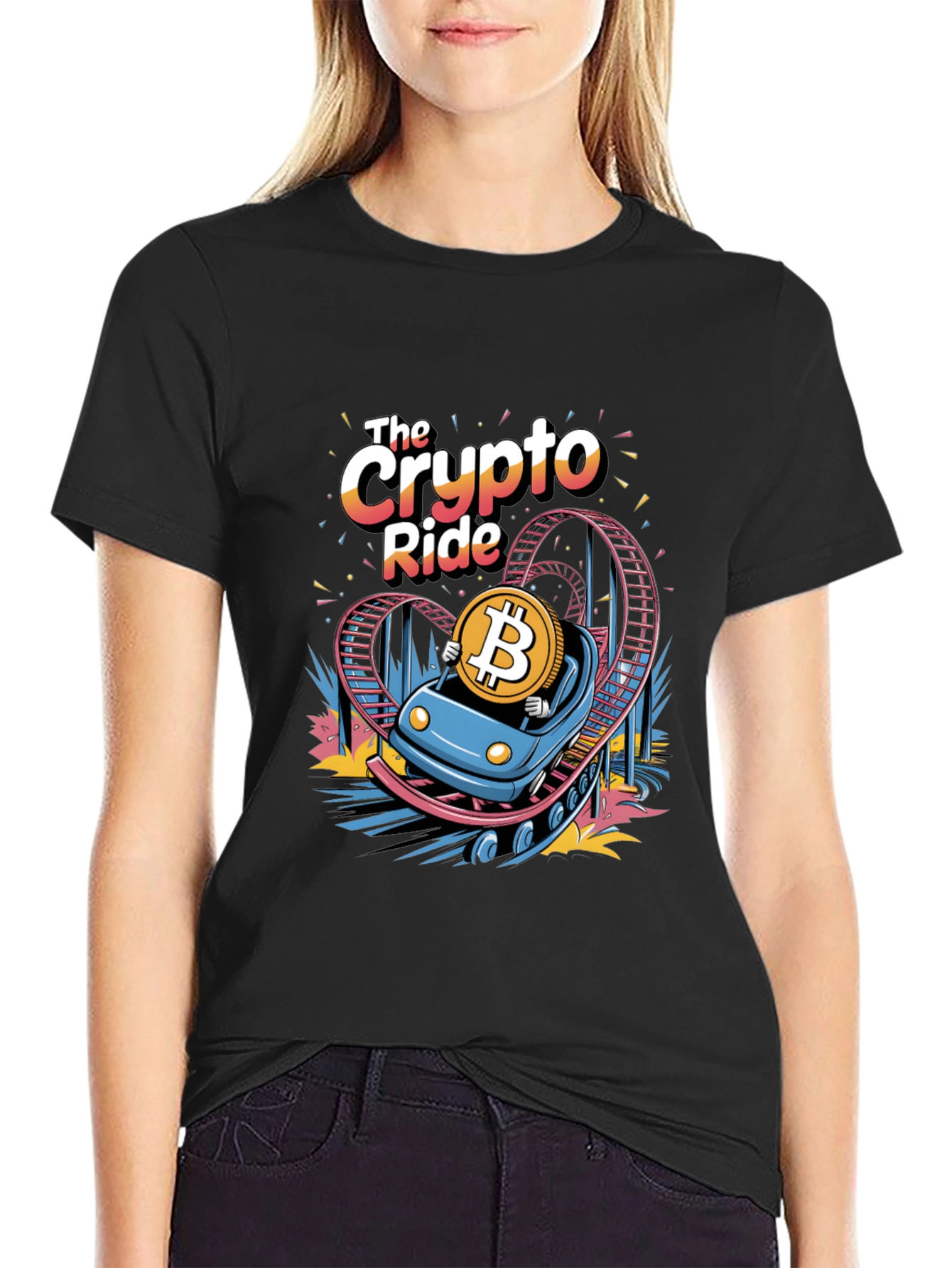 Crypto Ride T-Shirt: Bitcoin Rollercoaster Design