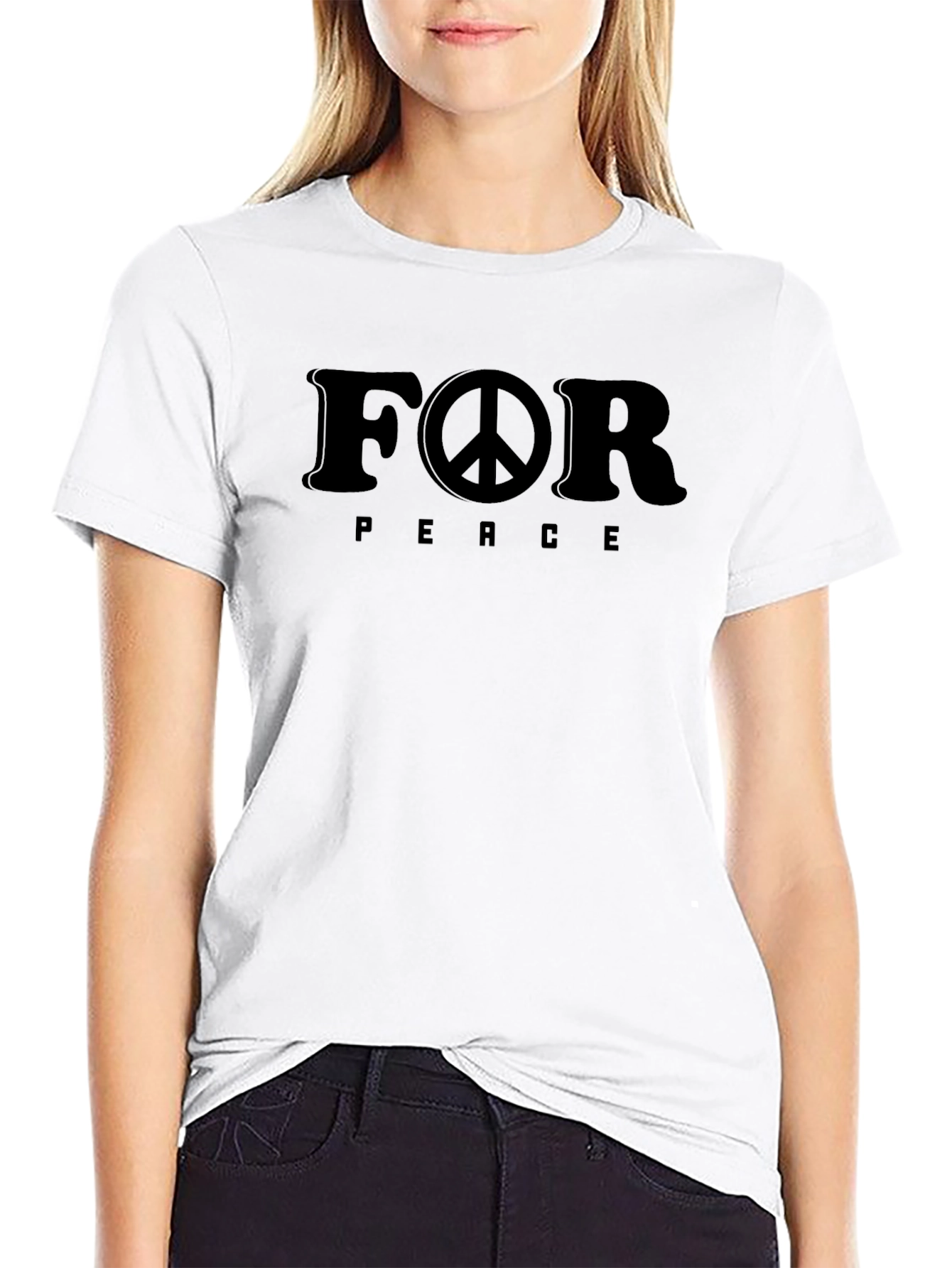 Peace T-Shirt - Black Cotton For Peace Design