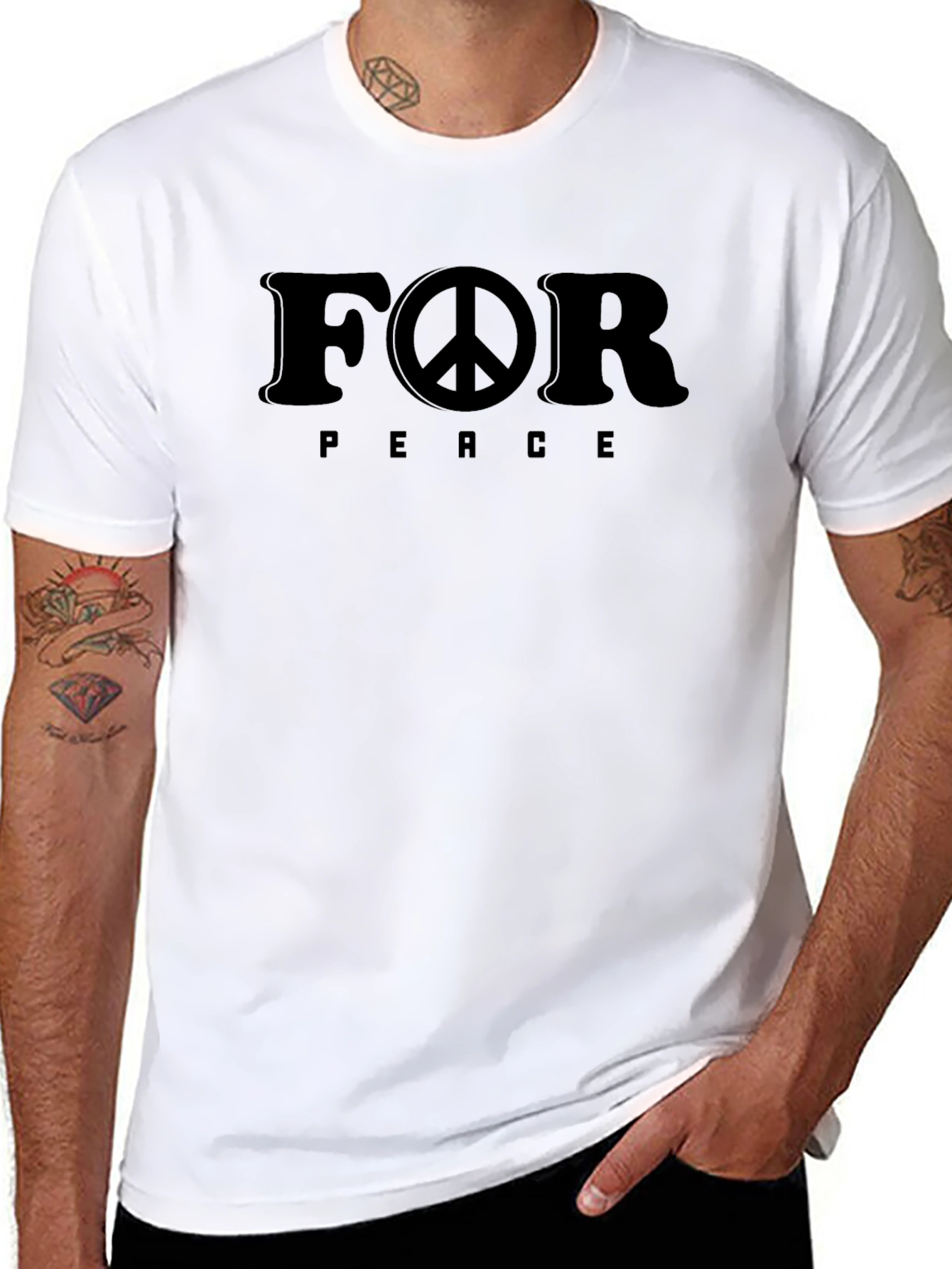 Peace T-Shirt - Black Cotton For Peace Design
