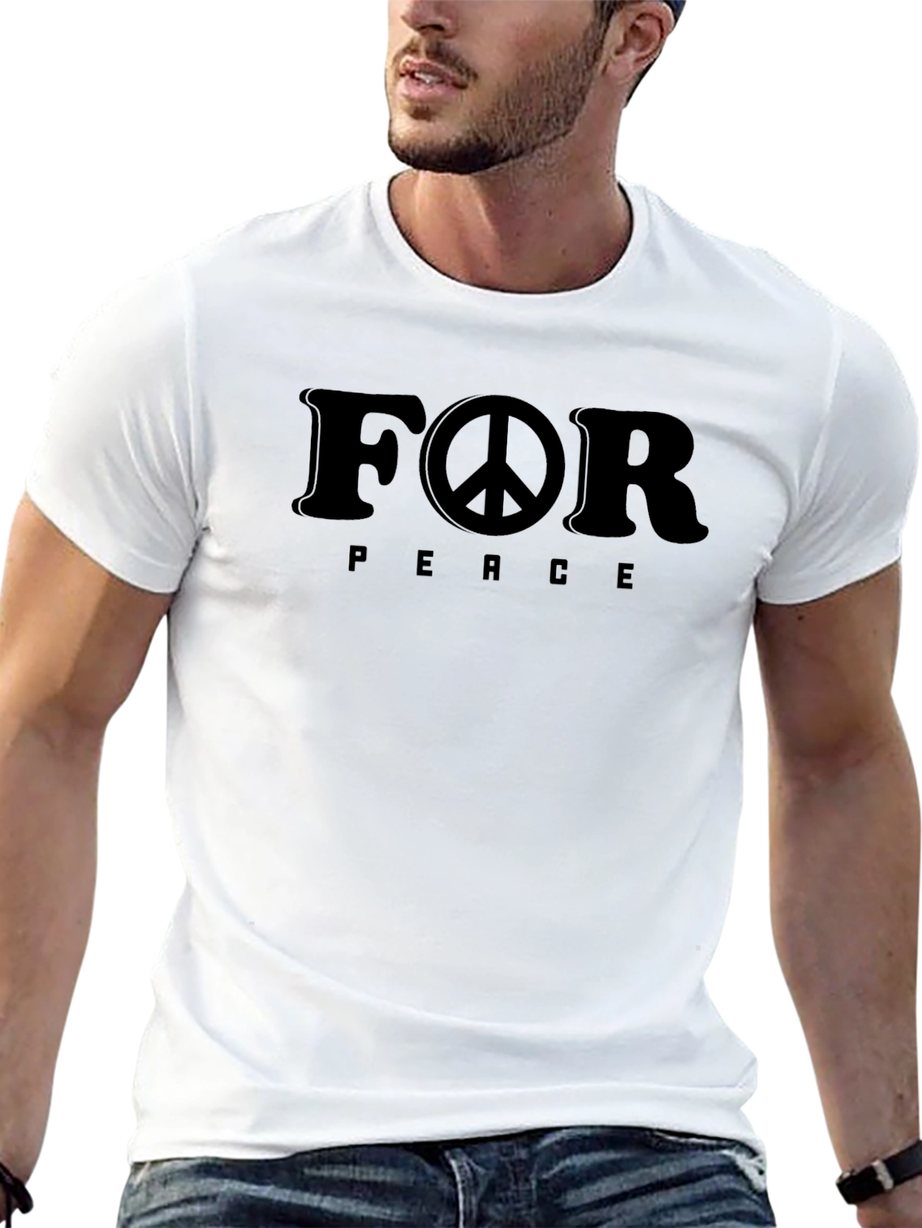 Peace T-Shirt - Black Cotton For Peace Design