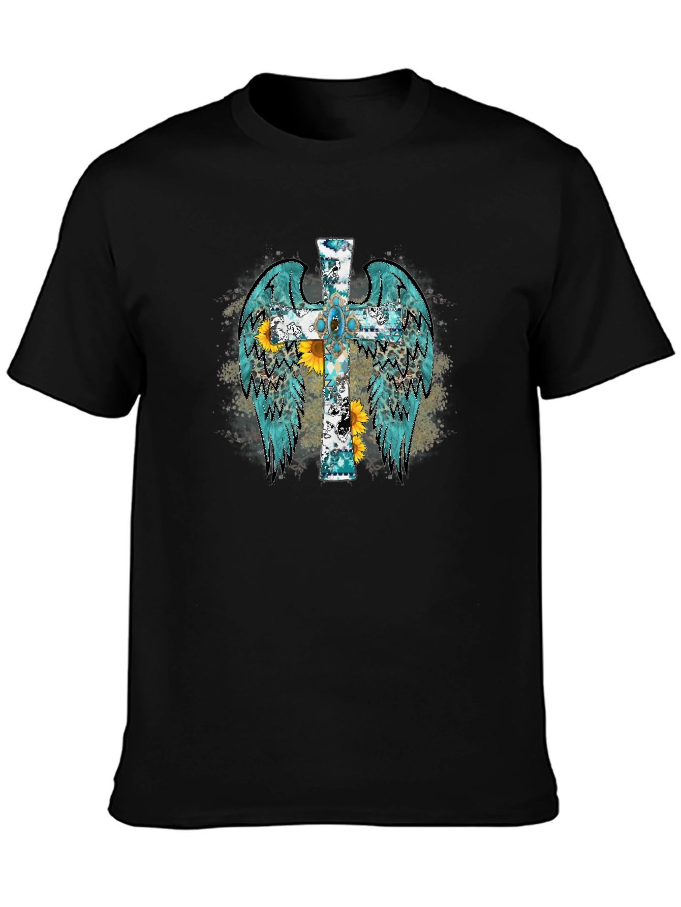 Cross Wings Graphic Black T-Shirt
