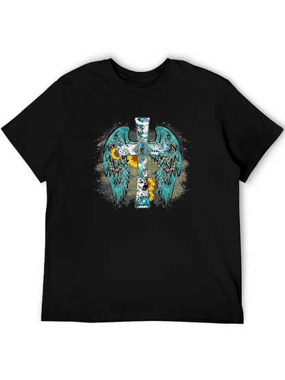 Cross Wings Graphic Black T-Shirt