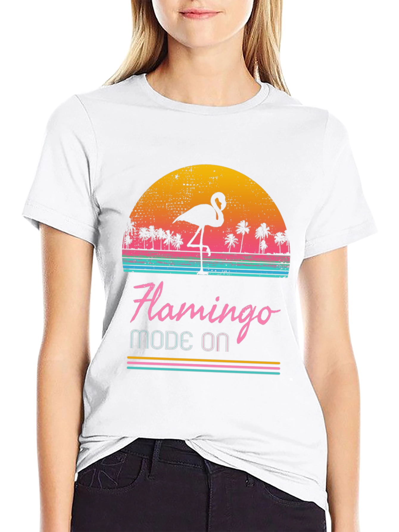 Retro Flamingo Mode On T-Shirt