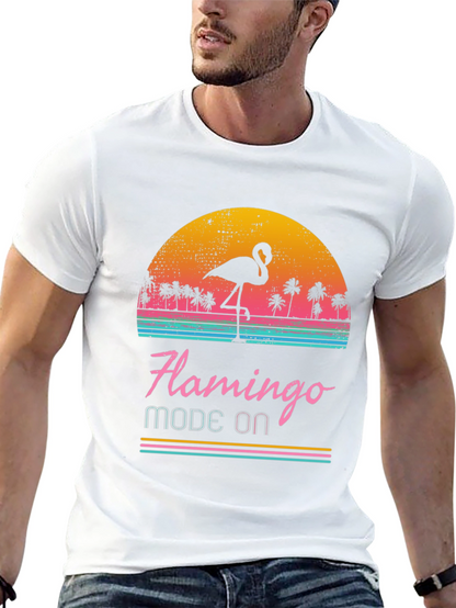 Retro Flamingo Mode On T-Shirt