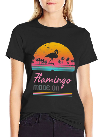 Retro Flamingo Mode On T-Shirt