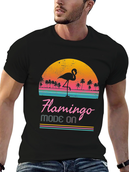 Retro Flamingo Mode On T-Shirt