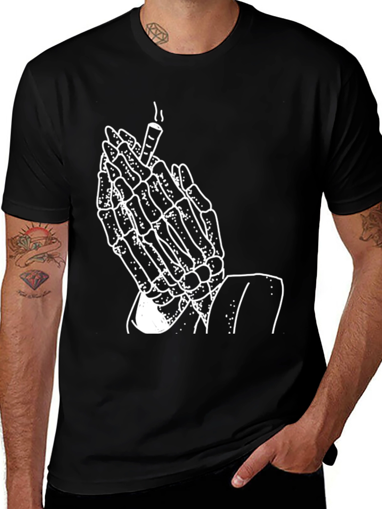 Skeleton Praying Hands T-Shirt - Graphic Tee